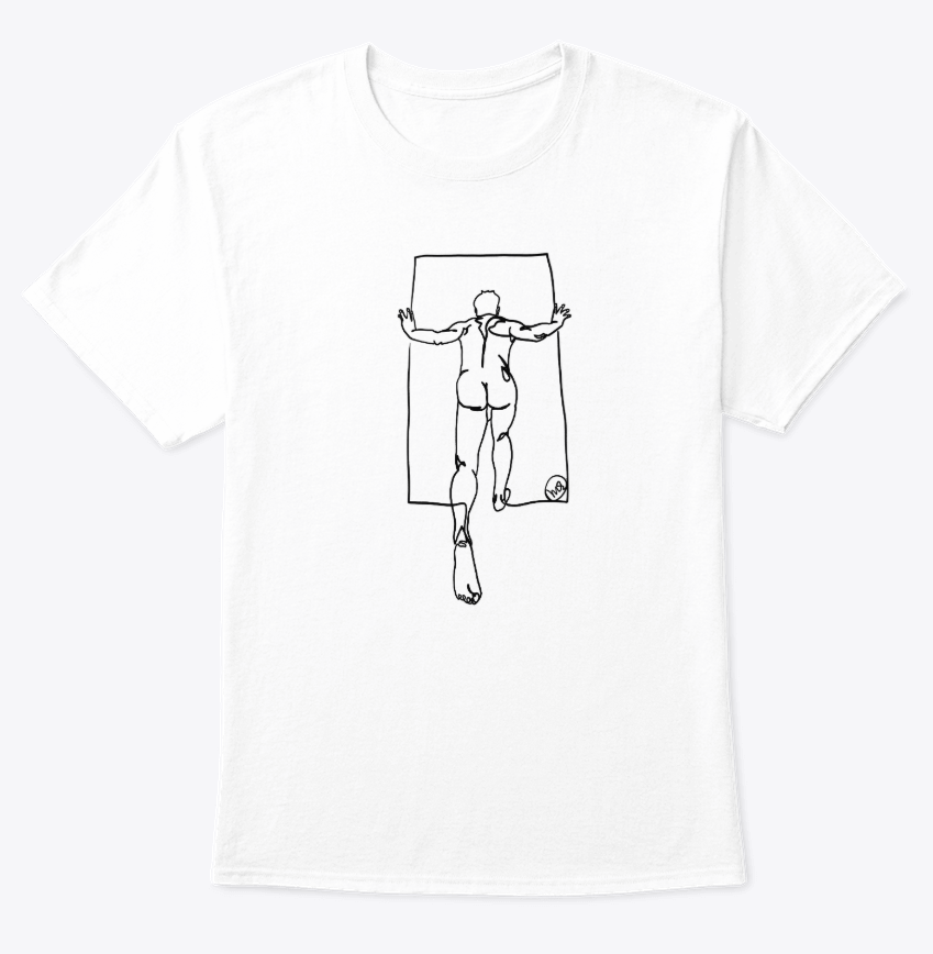 Playful queer line-art figure printed on a soft unisex graphic tee.