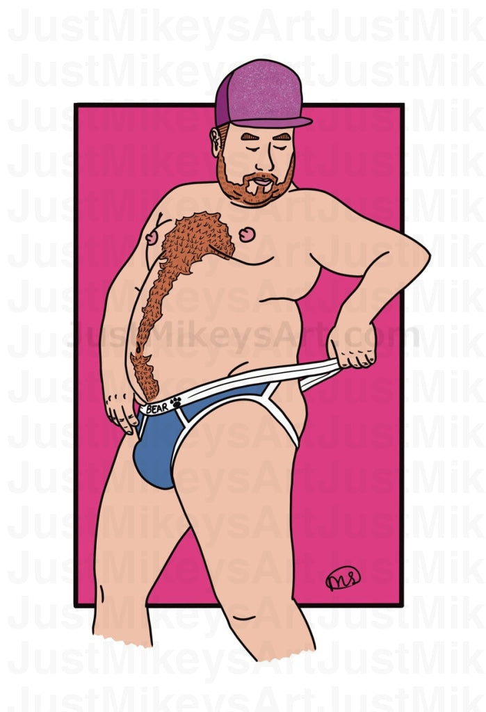 Bear Strap - Art Print 5 X 7 Mounted In 8 10 White Mat Board Ready For Framing