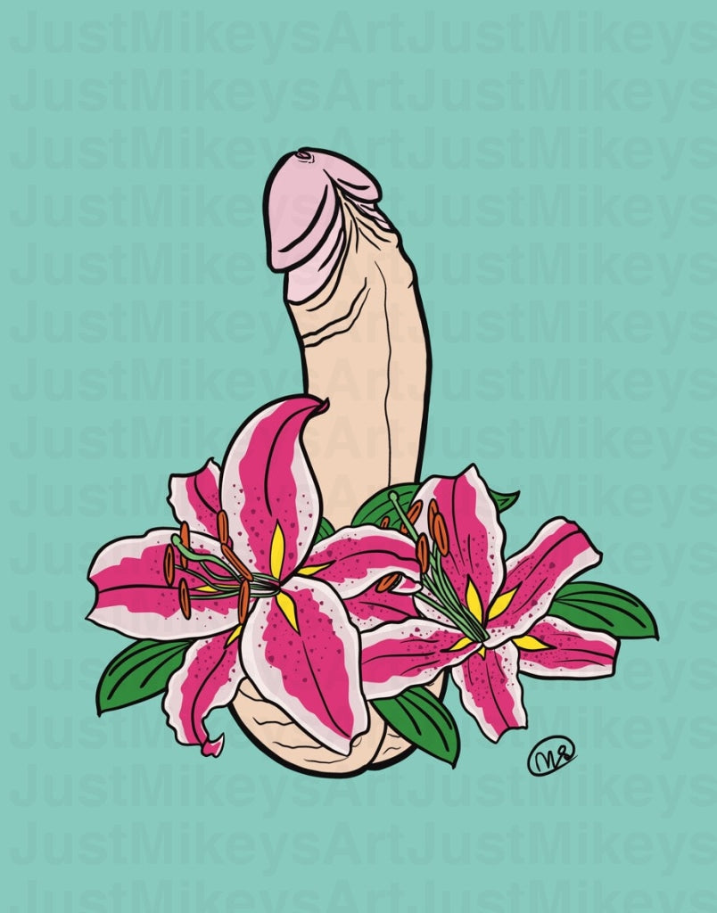Uncut Lillies - Art Print 5 X 7 Mounted In 8 10 White Mat Board Ready For Framing