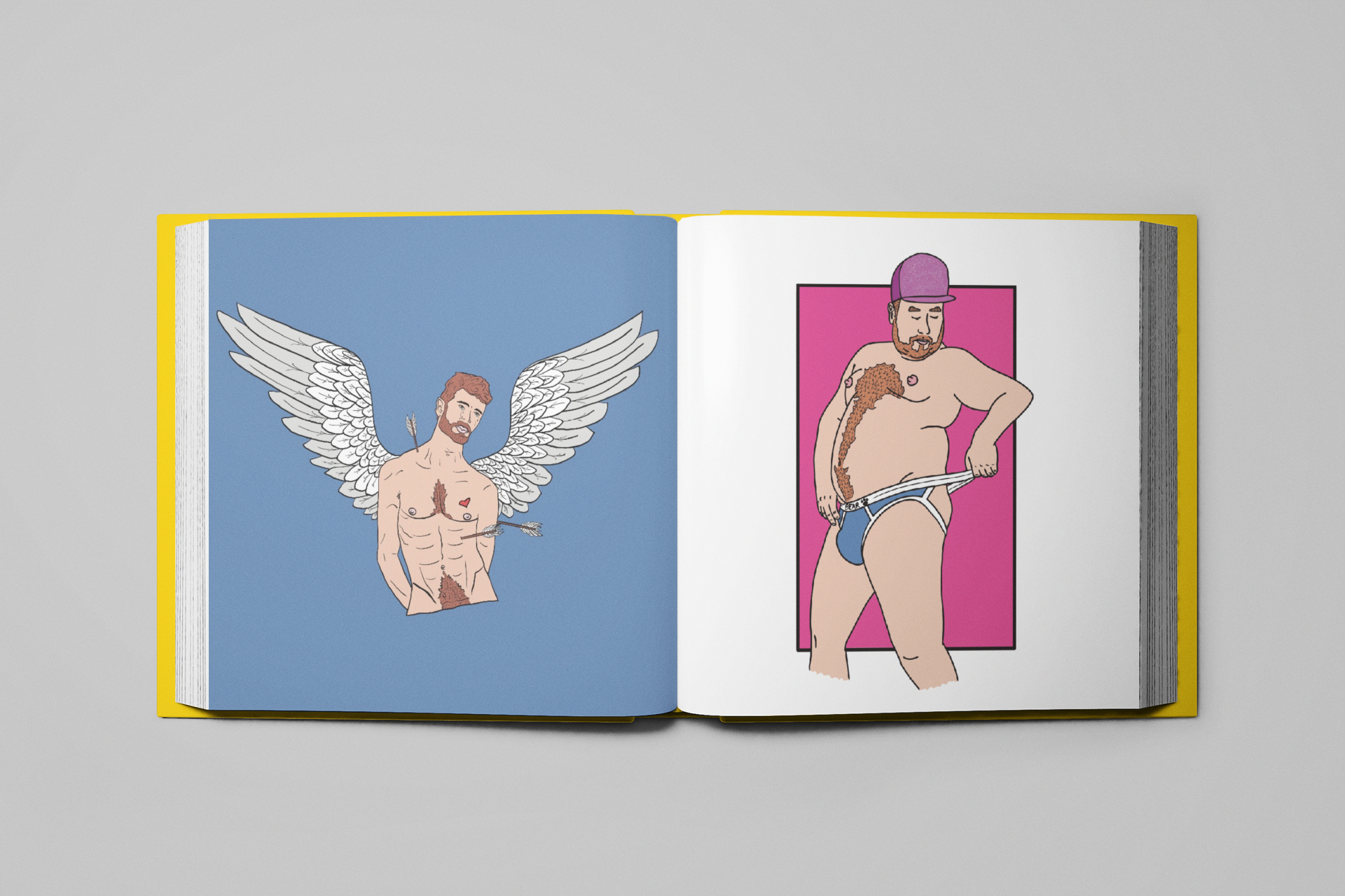 Full color interior pages sample featuring male art and male figures