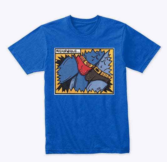 Full-color queer character design printed on a unisex tee.