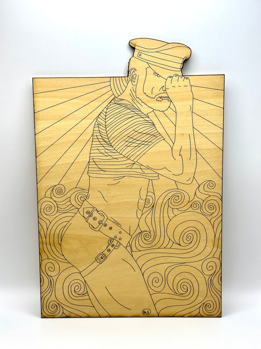 Leather Papi - Laser etched on wood panel