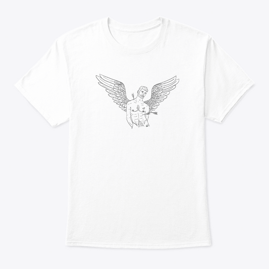 Stylized line-art queer figure printed on a unisex graphic tee.