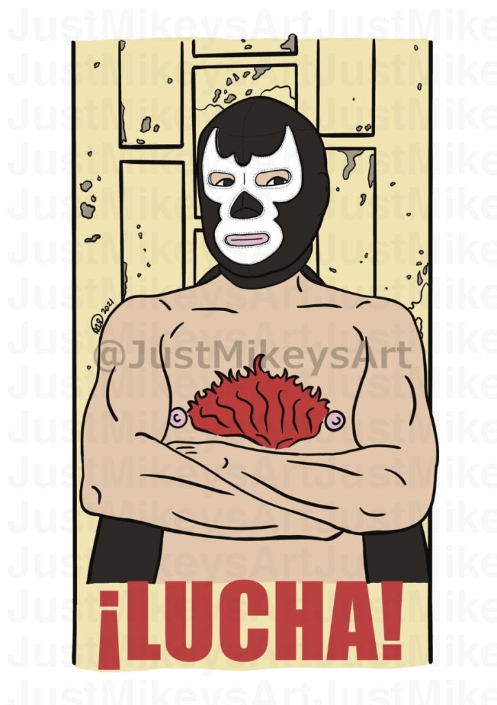 Lucha - Art Print 5 X 7 Mounted In 8 10 White Mat Board Ready For Framing