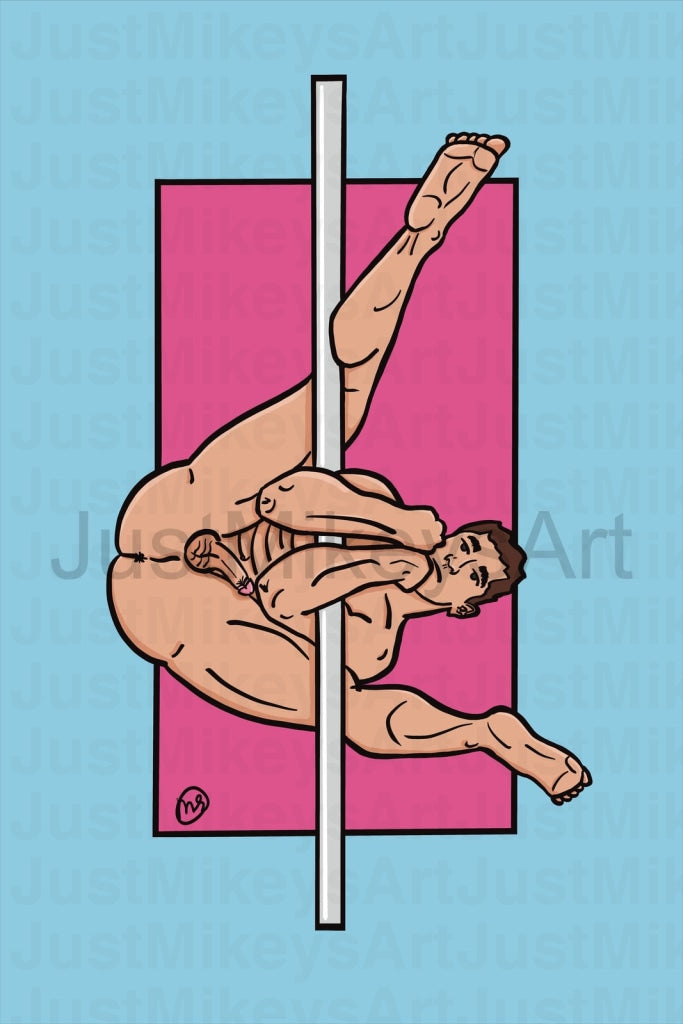 Pole Dancer - Art Print 5 X 7 Mounted In 8 10 White Mat Board Ready For Framing